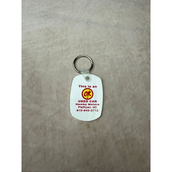 Vintage OK Used Cars Keychain Hamby Motors Pfafftown North Carolina - Picture 2 of 4